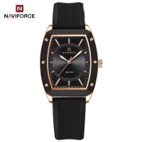 NAVIFORCE NF5049 Silicone Strap Luxury Casual Design Elegant Top Hand Luminous Quartz Watch For Women - RoseGold Black